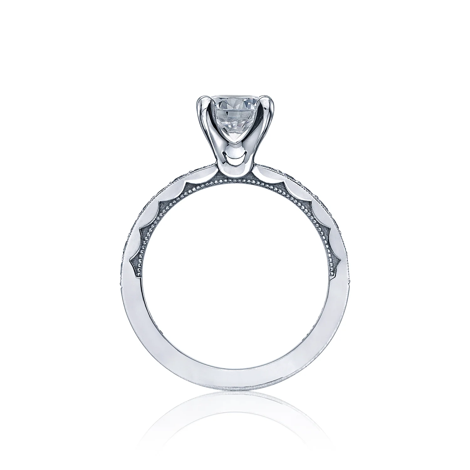 Tacori 18k White Gold Sculpted Crescent Round Diamond Engagement Ring Setting (0.41 CTW) - Image 2