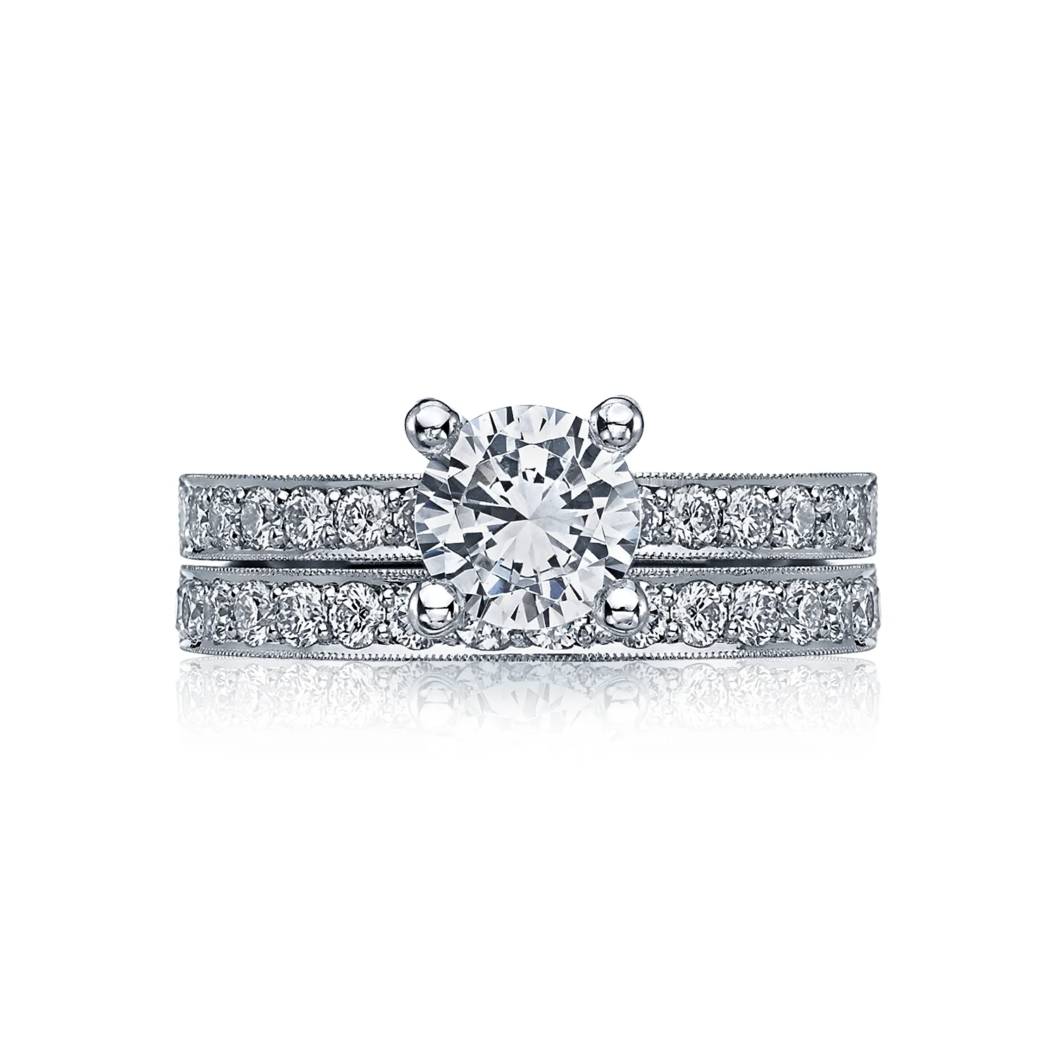 Tacori 18k White Gold Sculpted Crescent Round Diamond Engagement Ring Setting (0.41 CTW) - Image 3