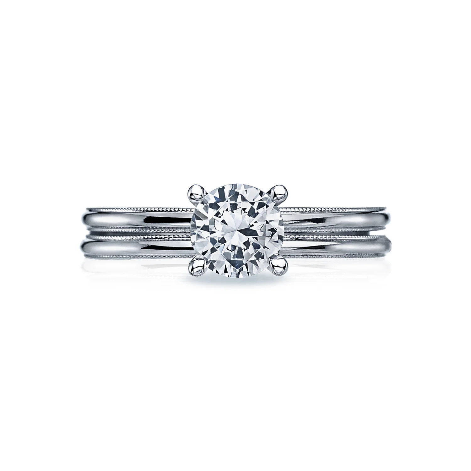 Tacori 18k White Gold Sculpted Crescent Round Diamond Engagement Ring Setting (0.5 CTW) - Image 3