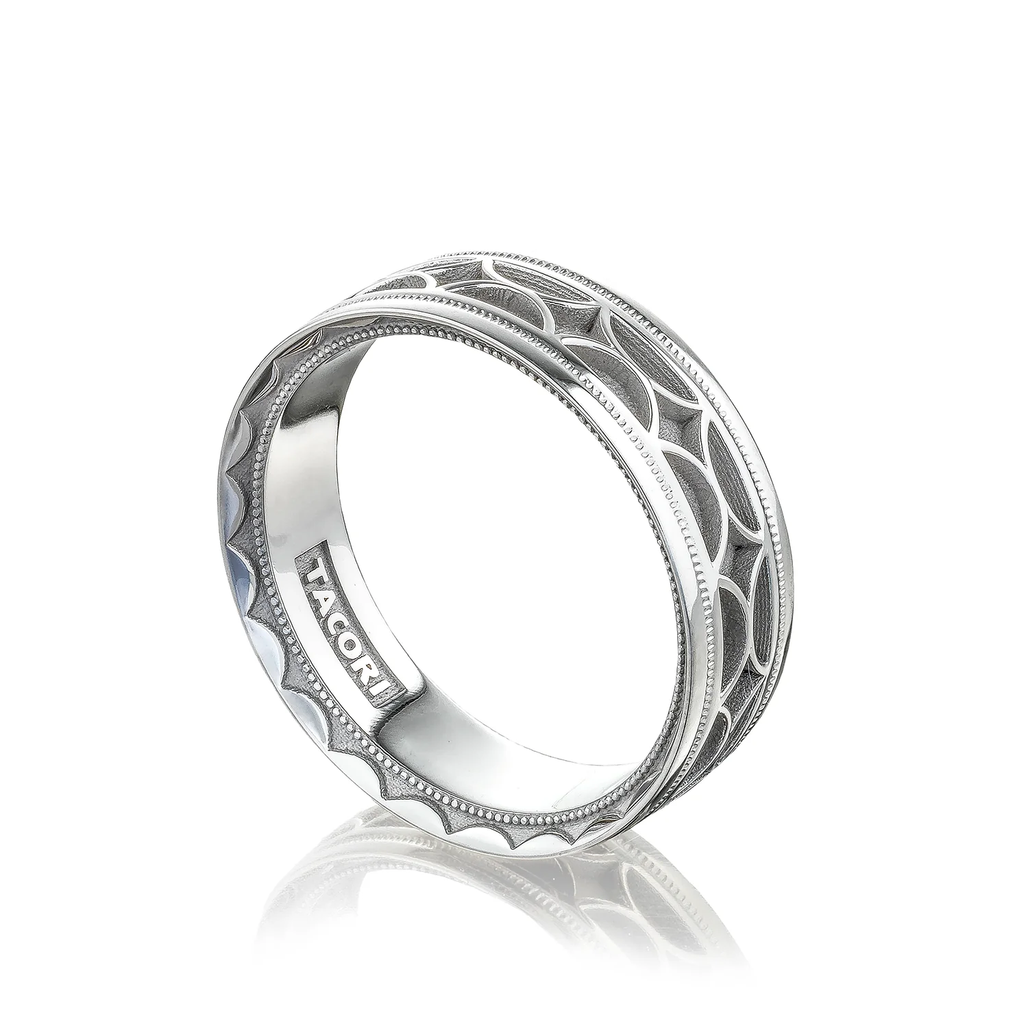 Tacori 18k White Gold 7mm Sculpted Crescent Wedding Band - Image 3