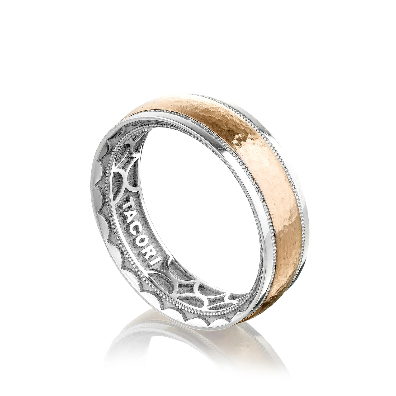 Tacori White & Rose Gold Sculpted Crescent Wedding Band - Image 3