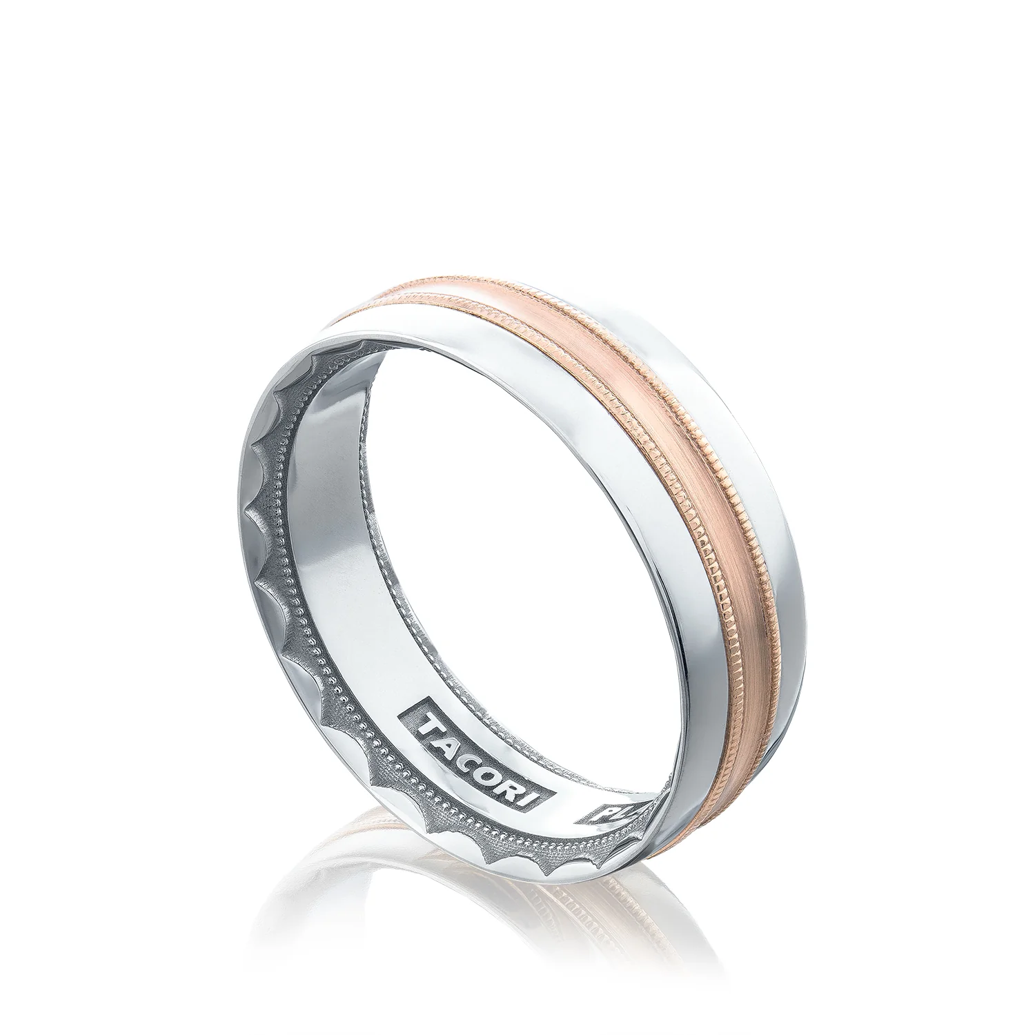 Tacori Sculpted Crescent Wedding Band 18k White & Rose Gold 7mm - Image 3