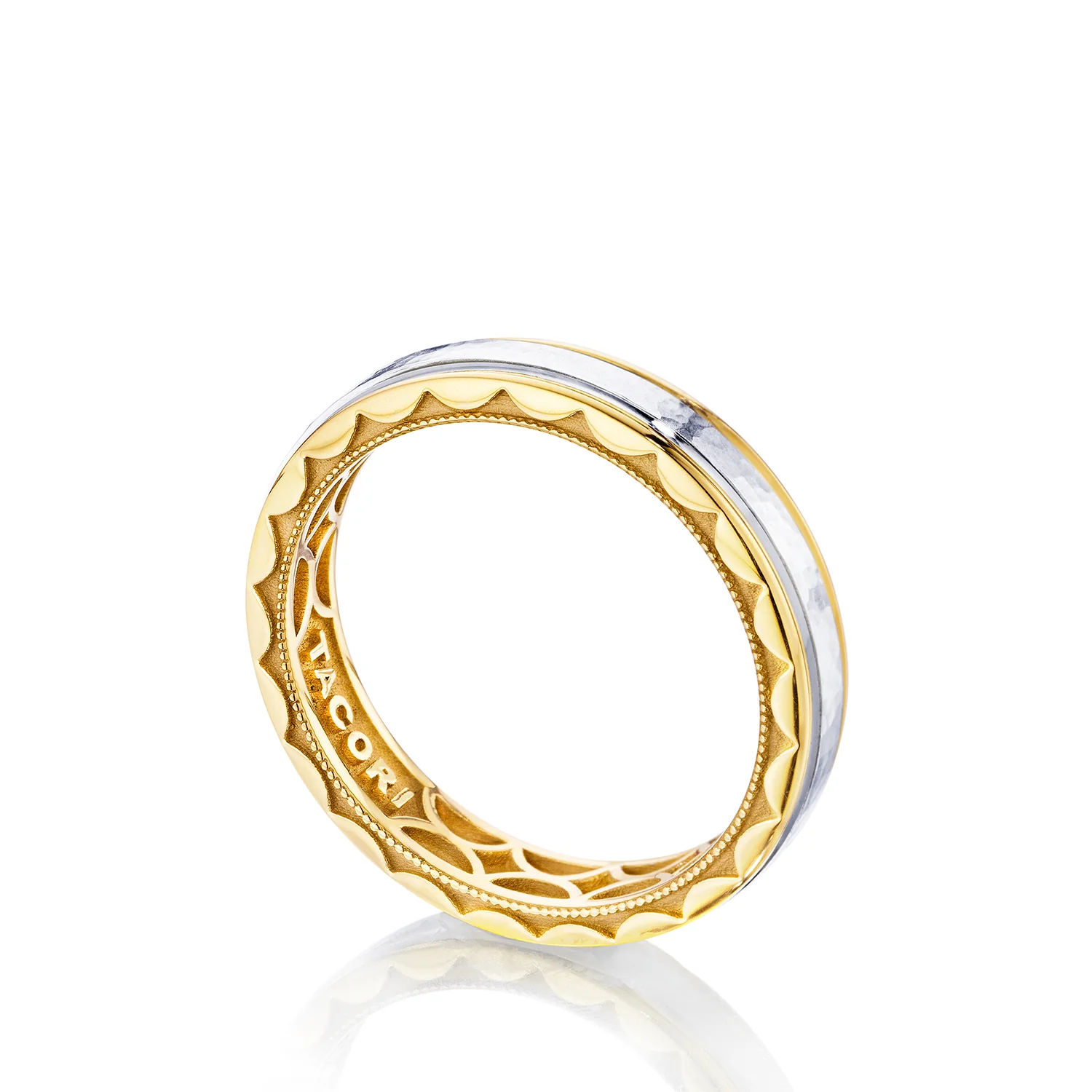 Tacori Sculpted Crescent Wedding Band 18k White & Yellow Gold 5mm - Image 3