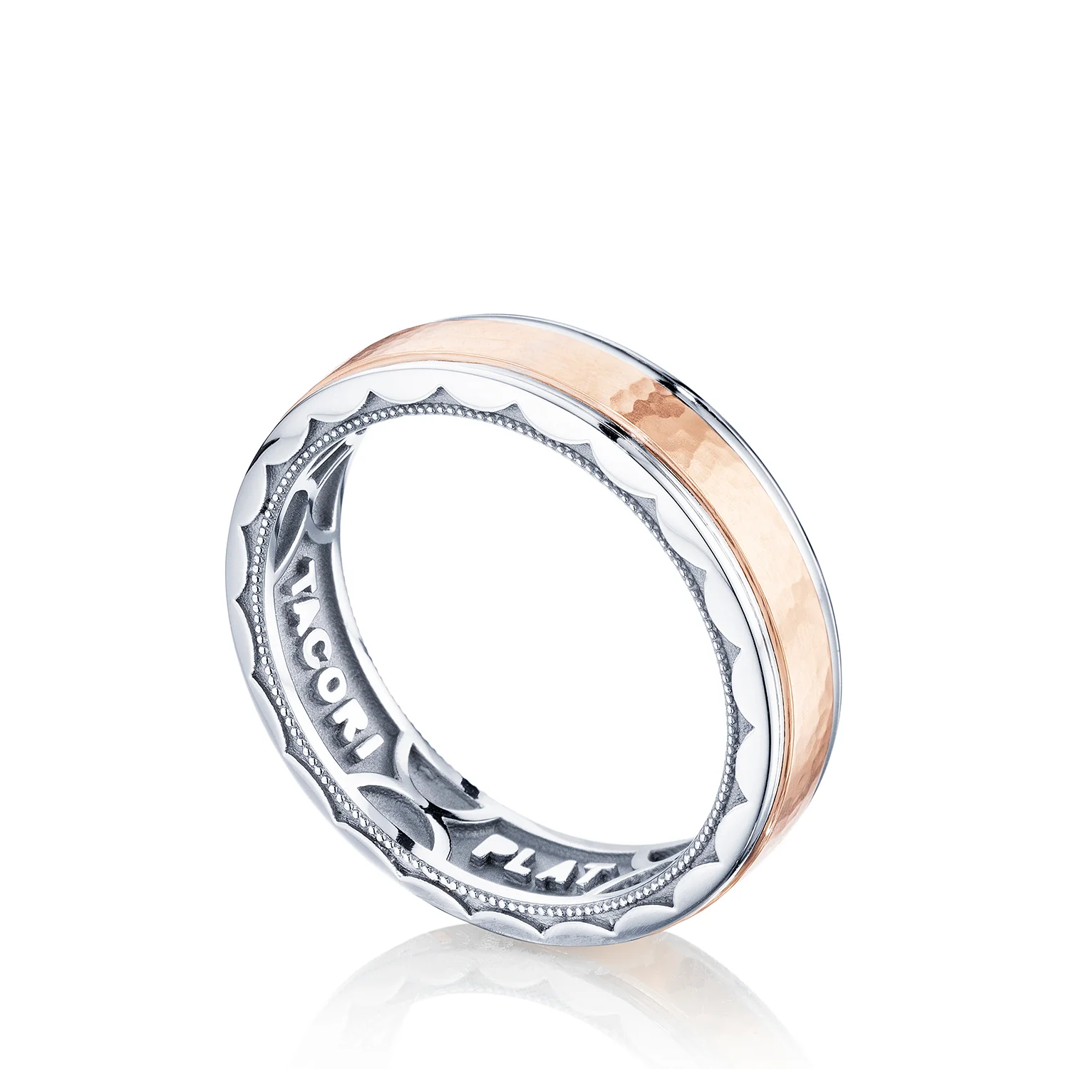 Tacori Sculpted Crescent Wedding Band Platinum & 18k Rose Gold 6mm - Image 3