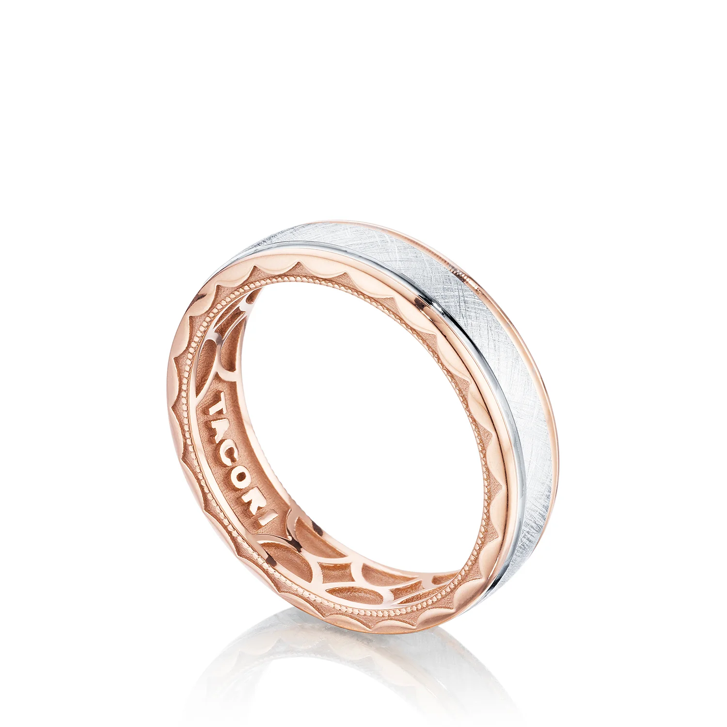 Tacori Sculpted Crescent Wedding Band 18k White & Yellow Gold 6mm - Image 3