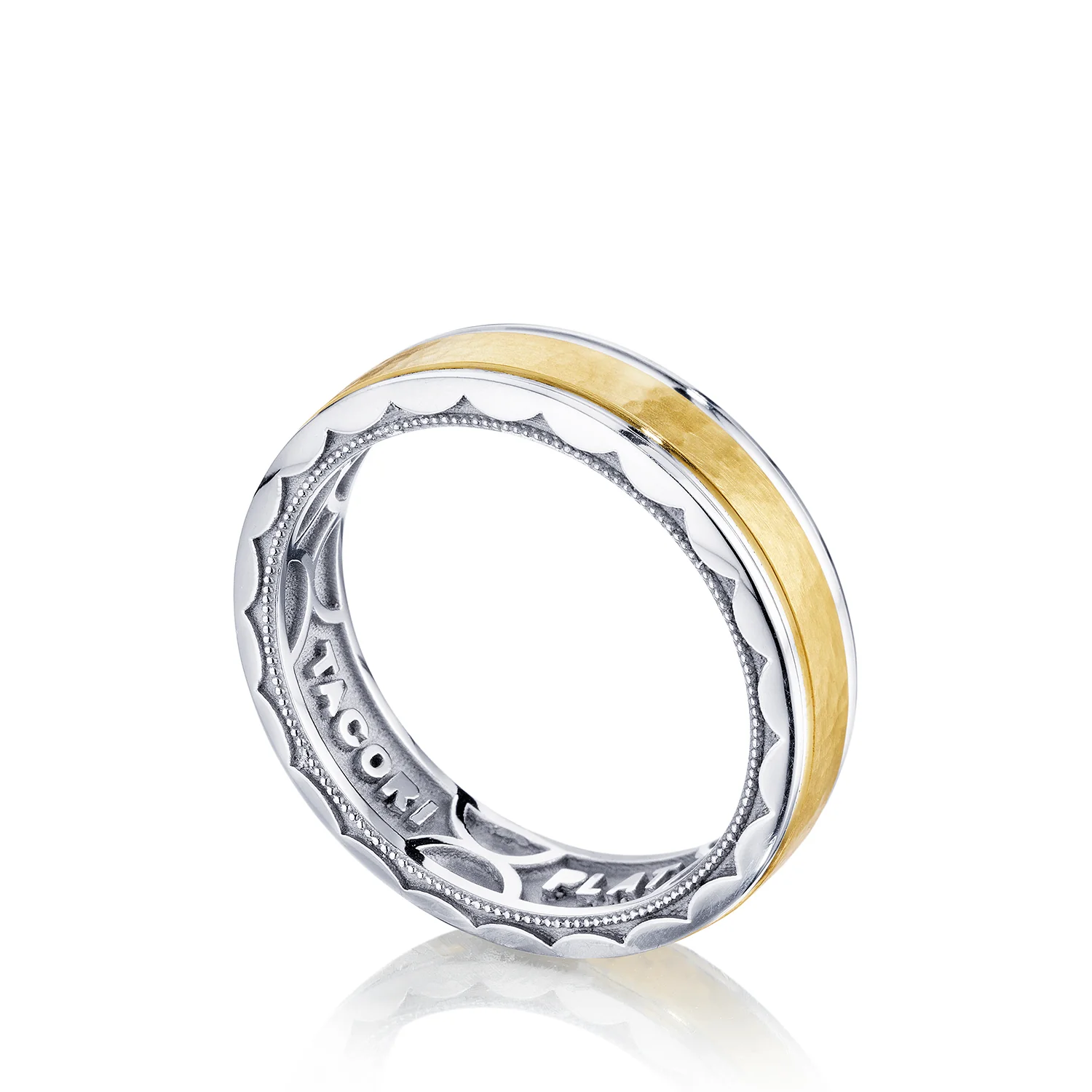 Tacori Sculpted Crescent Wedding Band Platinum & 18k Yellow Gold 6mm - Image 3