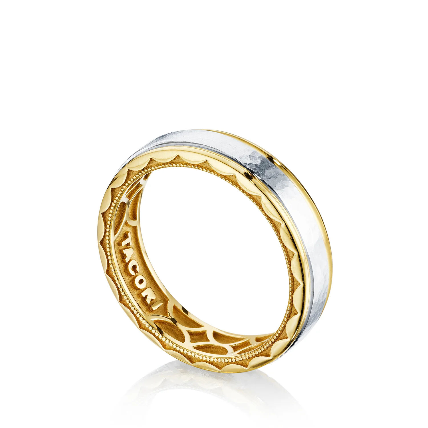 Tacori Sculpted Crescent Wedding Band 18k White & Yellow Gold 6mm - Image 3