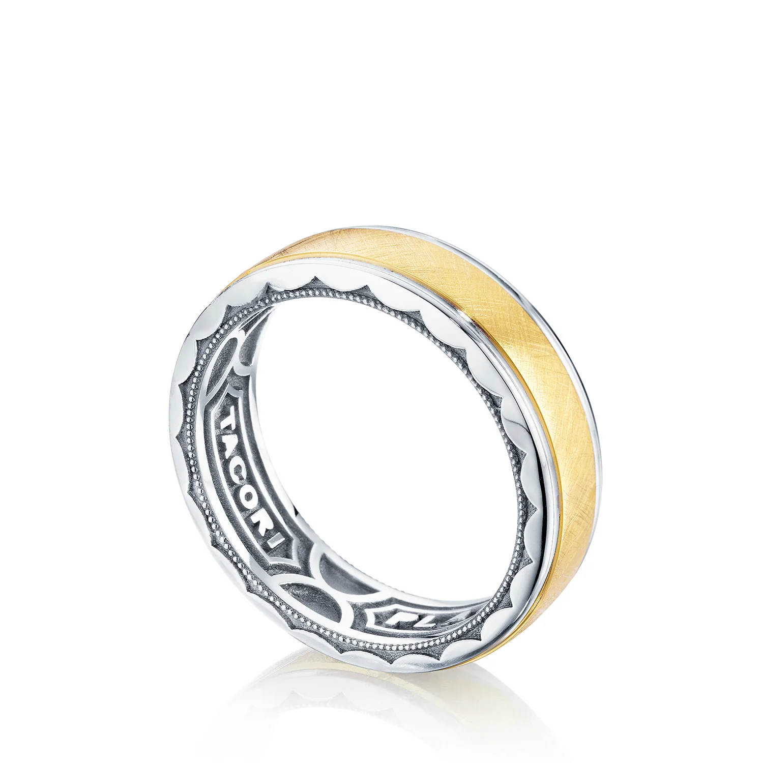 Tacori Sculpted Crescent Wedding Band Platinum & 18k Yellow Gold 7mm - Image 3