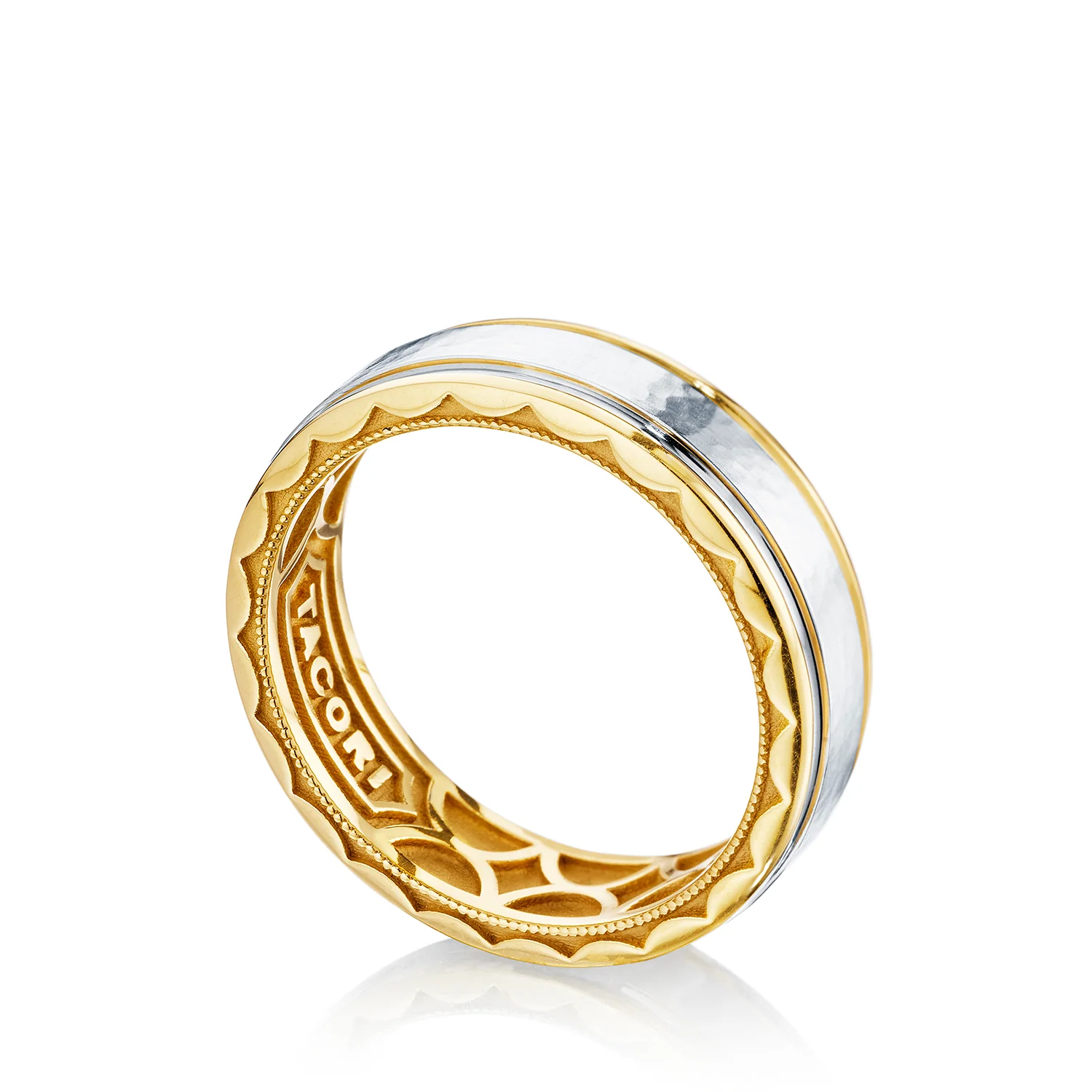 Tacori Sculpted Crescent Wedding Band 18k White & Yellow Gold 7mm - Image 3