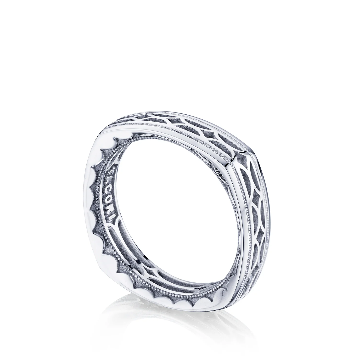 Tacori Sculpted Crescent Wedding Band 18k White Gold 6mm - Image 3