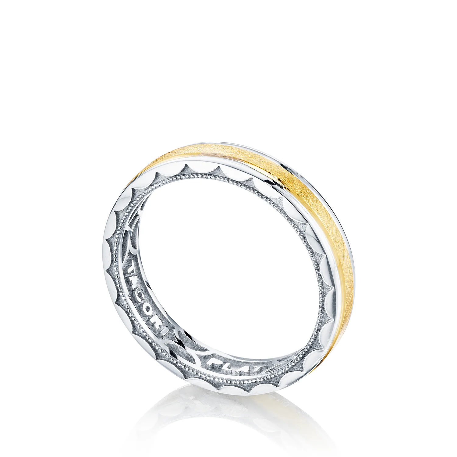 Tacori Sculpted Crescent Wedding Band Platinum & 18k Yellow Gold 5mm - Image 3