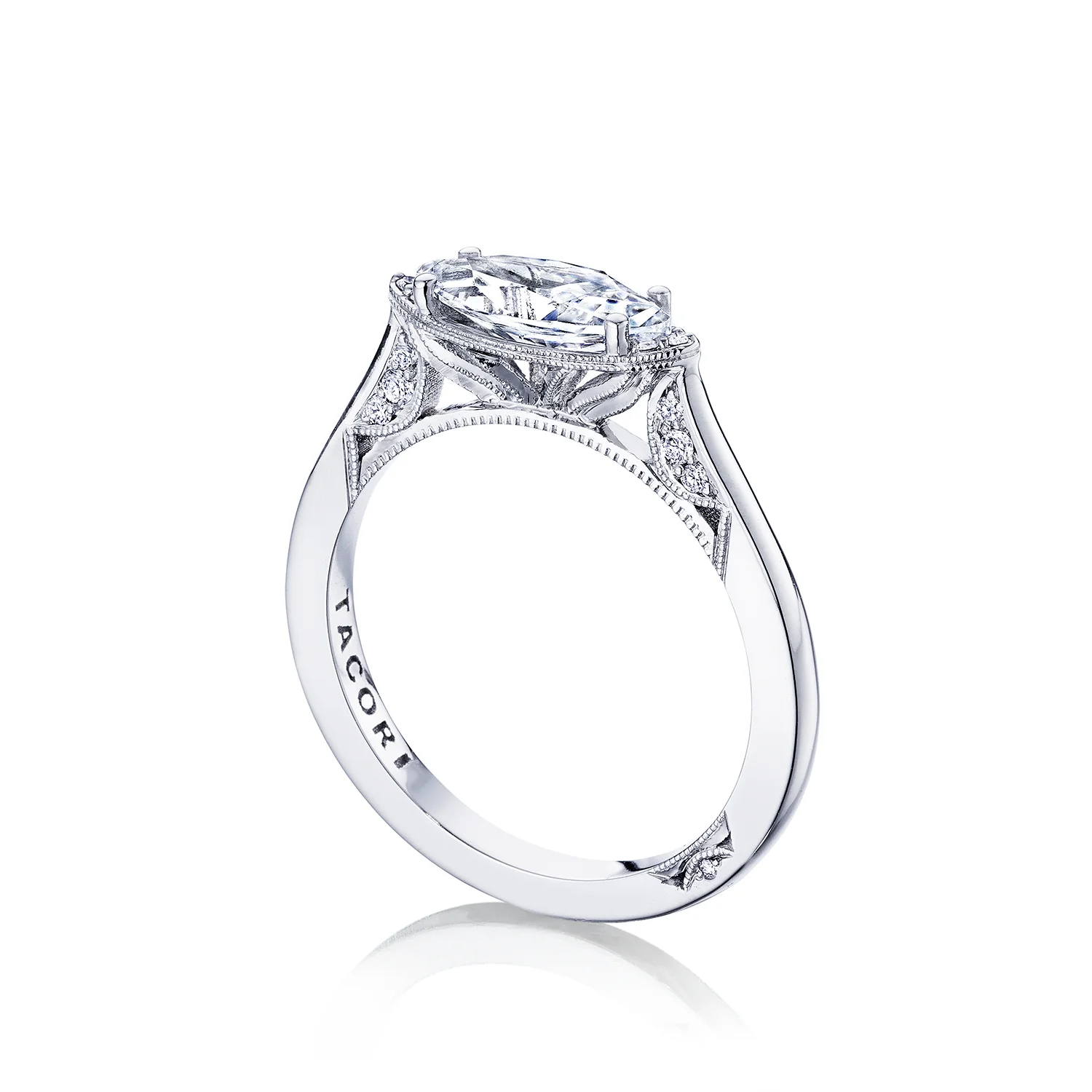 Tacori 18k White Gold Simply Tacori Marquise Diamond Engagement Ring Setting (0.09 CTW) - Image 3