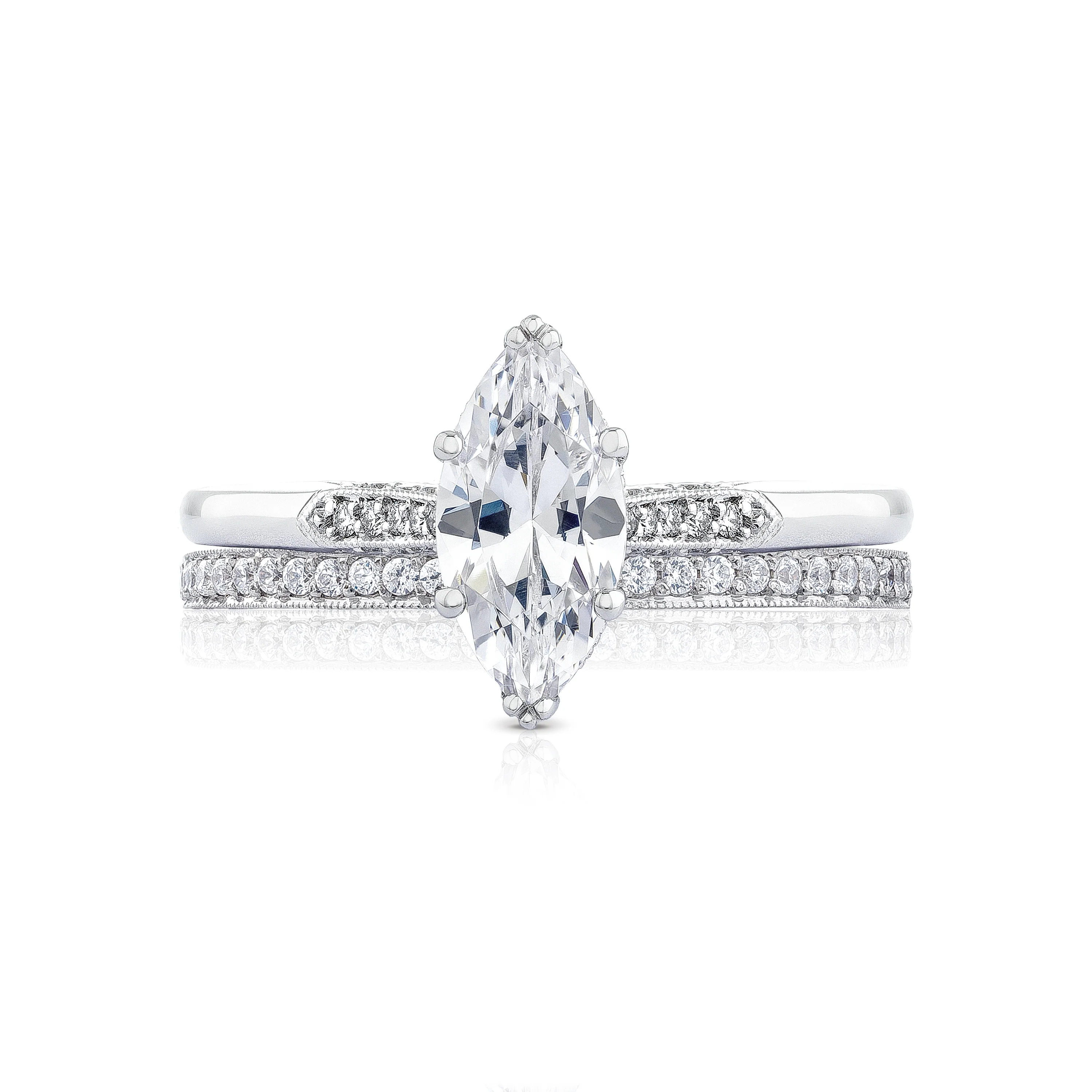 Tacori 18k White Gold Simply Tacori Marquise Diamond Engagement Ring Setting (0.11 CTW) - Image 3