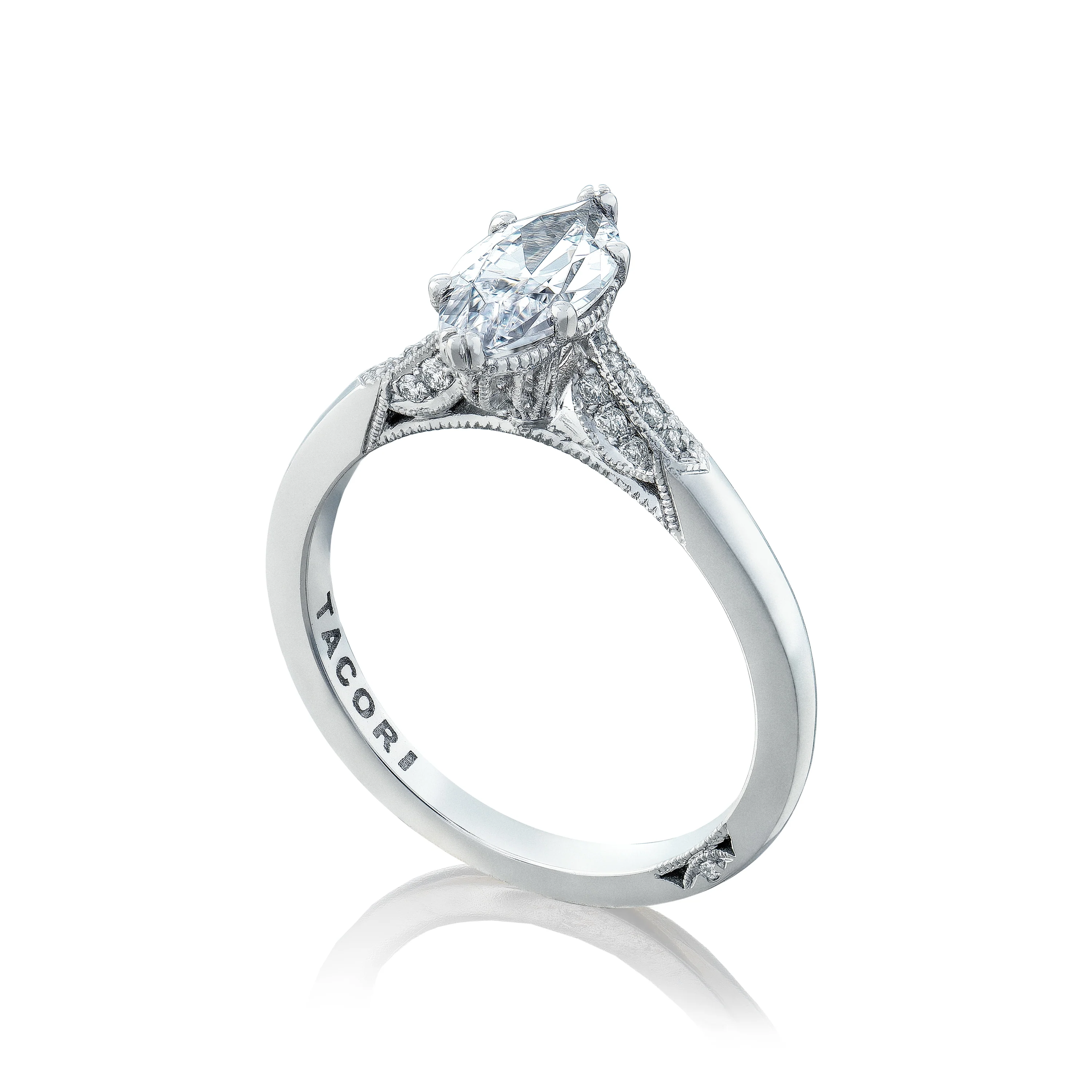 Tacori 18k White Gold Simply Tacori Marquise Diamond Engagement Ring Setting (0.11 CTW) - Image 4