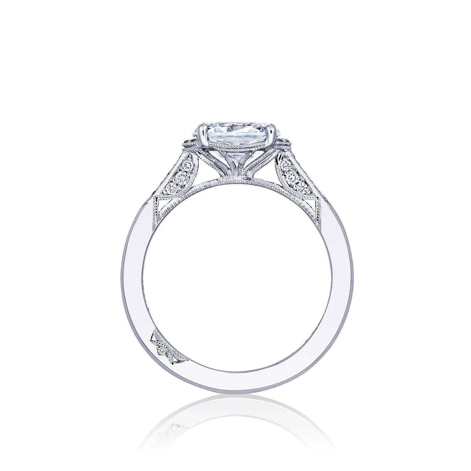 Tacori 18k White Gold Simply Tacori Oval Diamond Engagement Ring Setting (0.15 CTW) - Image 2
