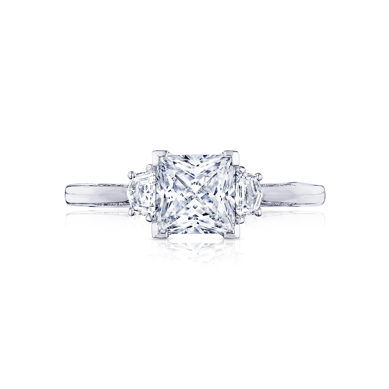 Tacori 18k White Gold Simply Tacori Princess Diamond Engagement Ring Setting (0.28 CTW)