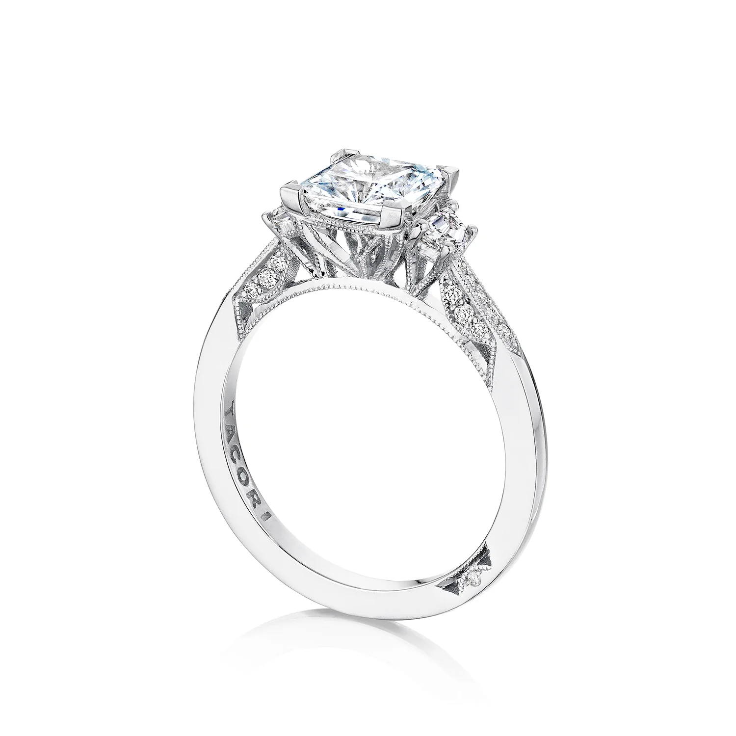 Tacori 18k White Gold Simply Tacori Princess Diamond Engagement Ring Setting (0.34 CTW) - Image 3