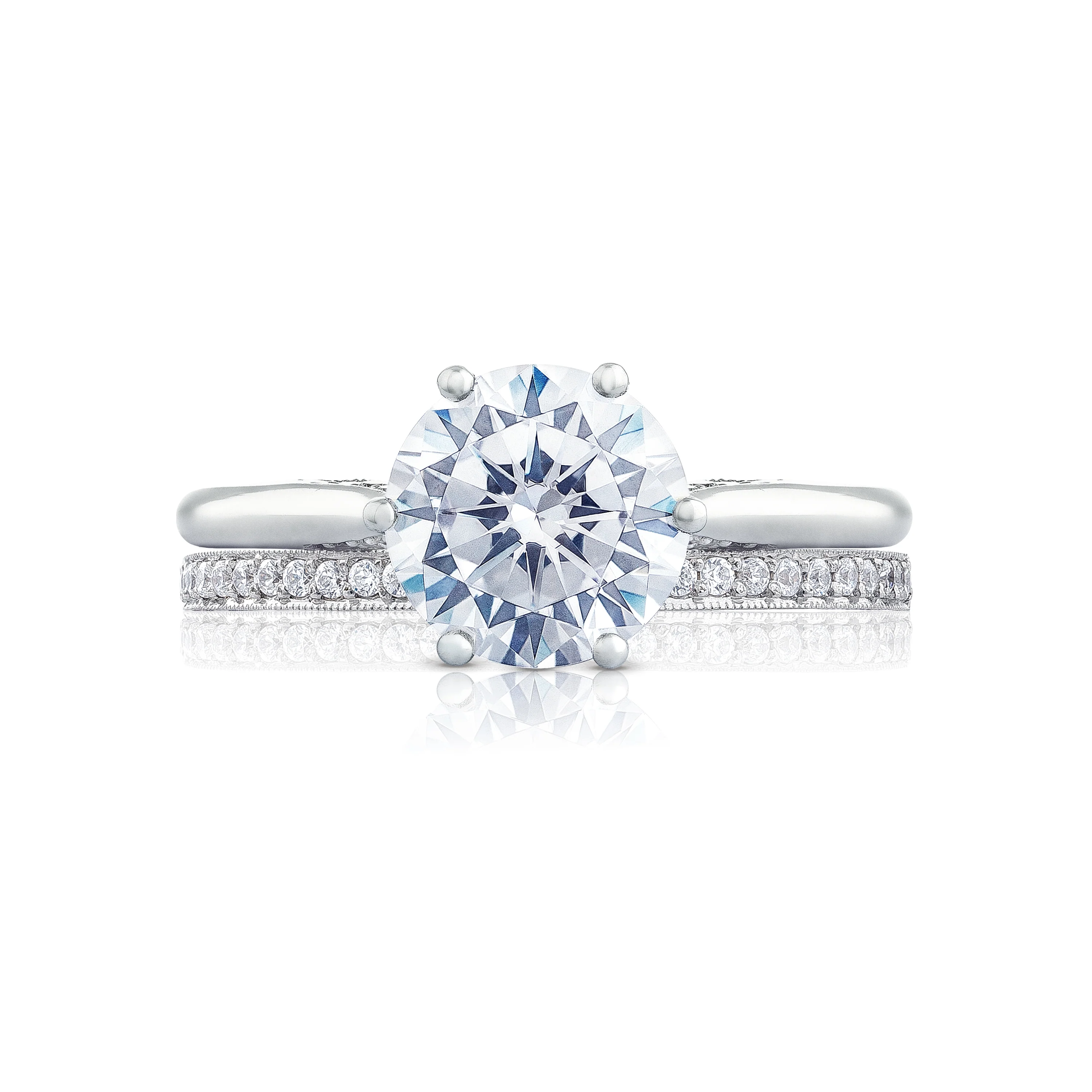 Tacori 18k White Gold Simply Tacori Round Diamond Engagement Ring Setting (0.07 CTW) - Image 2