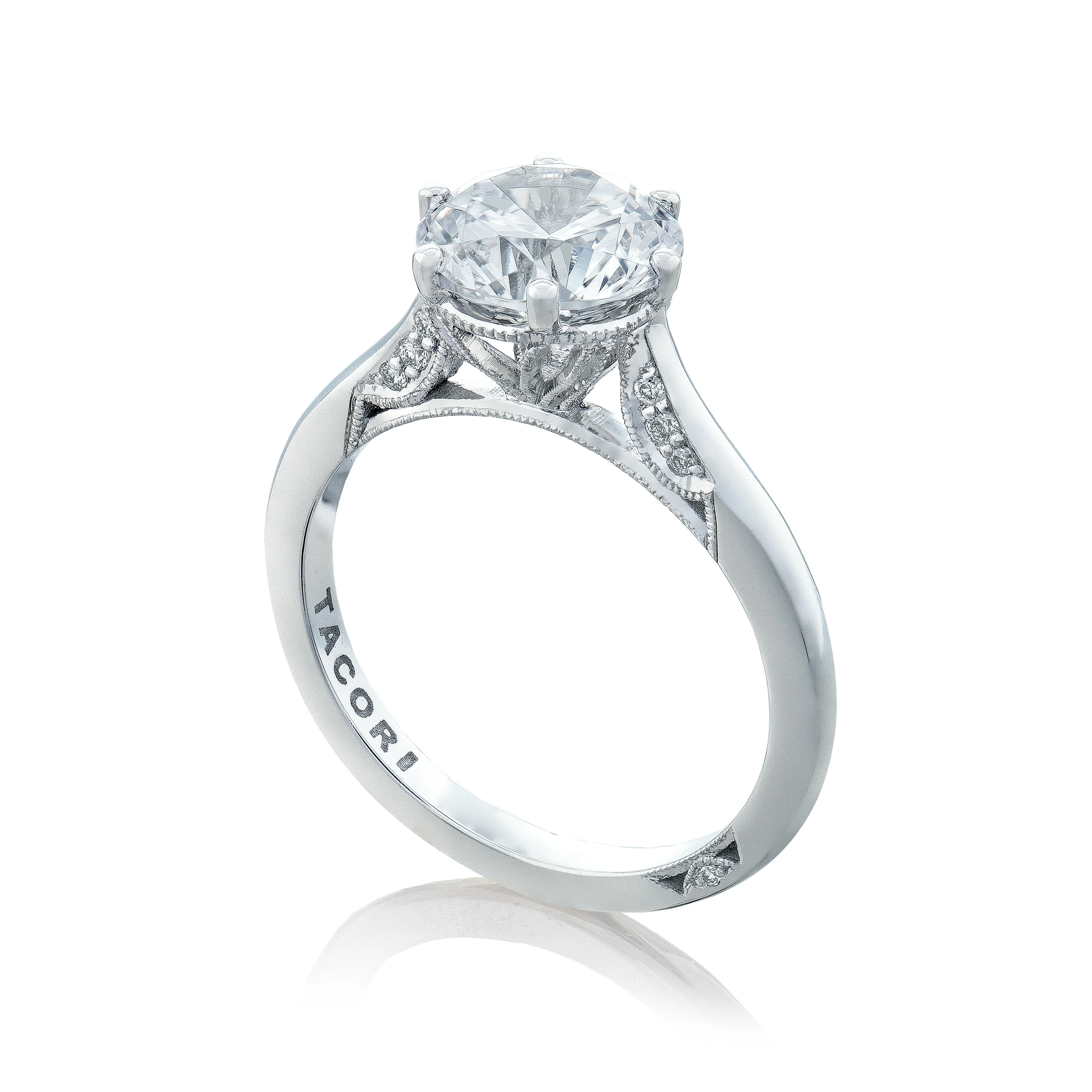 Tacori 18k White Gold Simply Tacori Round Diamond Engagement Ring Setting (0.07 CTW) - Image 3