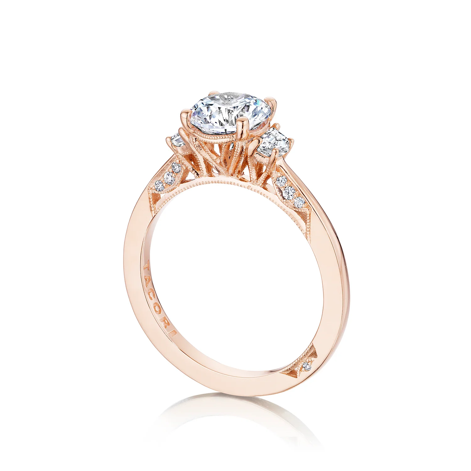 Tacori 18k Rose Gold Simply Tacori Round Diamond Engagement Ring Setting (0.28 CTW) - Image 3