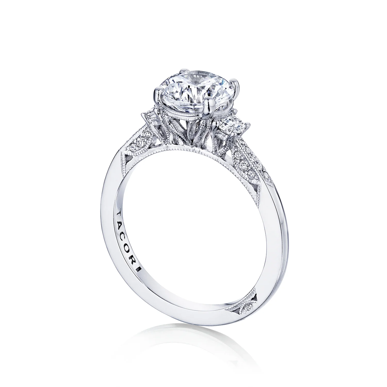 Tacori 18k White Gold Simply Tacori Round Diamond Engagement Ring Setting (0.34 CTW) - Image 3