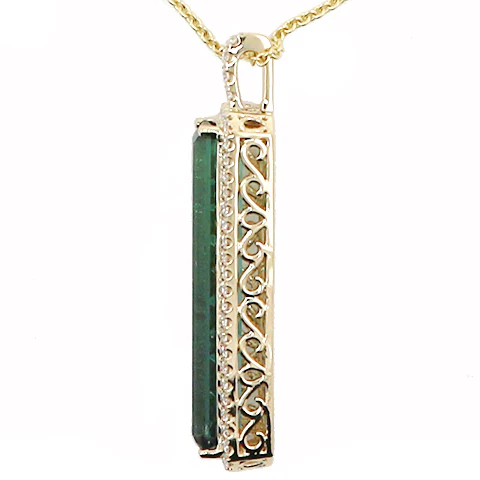 Tourmaline and Diamond Fashion Pendant - Image 2