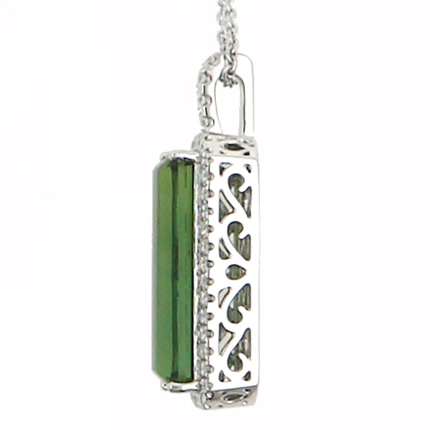 Tourmaline and Diamond Fashion Pendant - Image 2