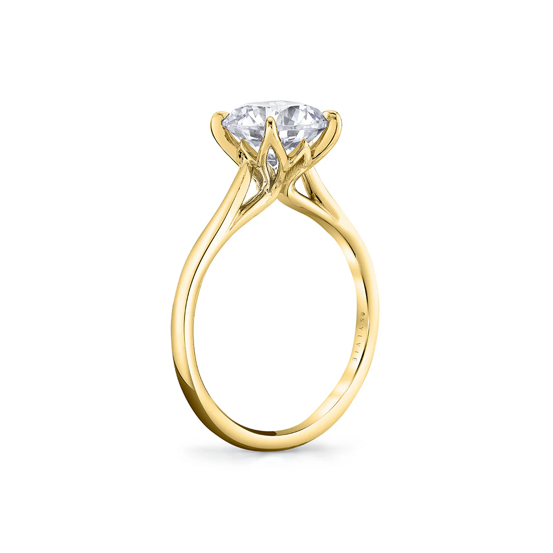Tulira Solitaire Petal Prong Engagement Ring - Amber - Image 3
