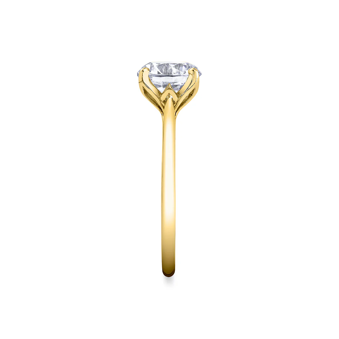 Tulira Solitaire Petal Prong Engagement Ring - Amber - Image 4