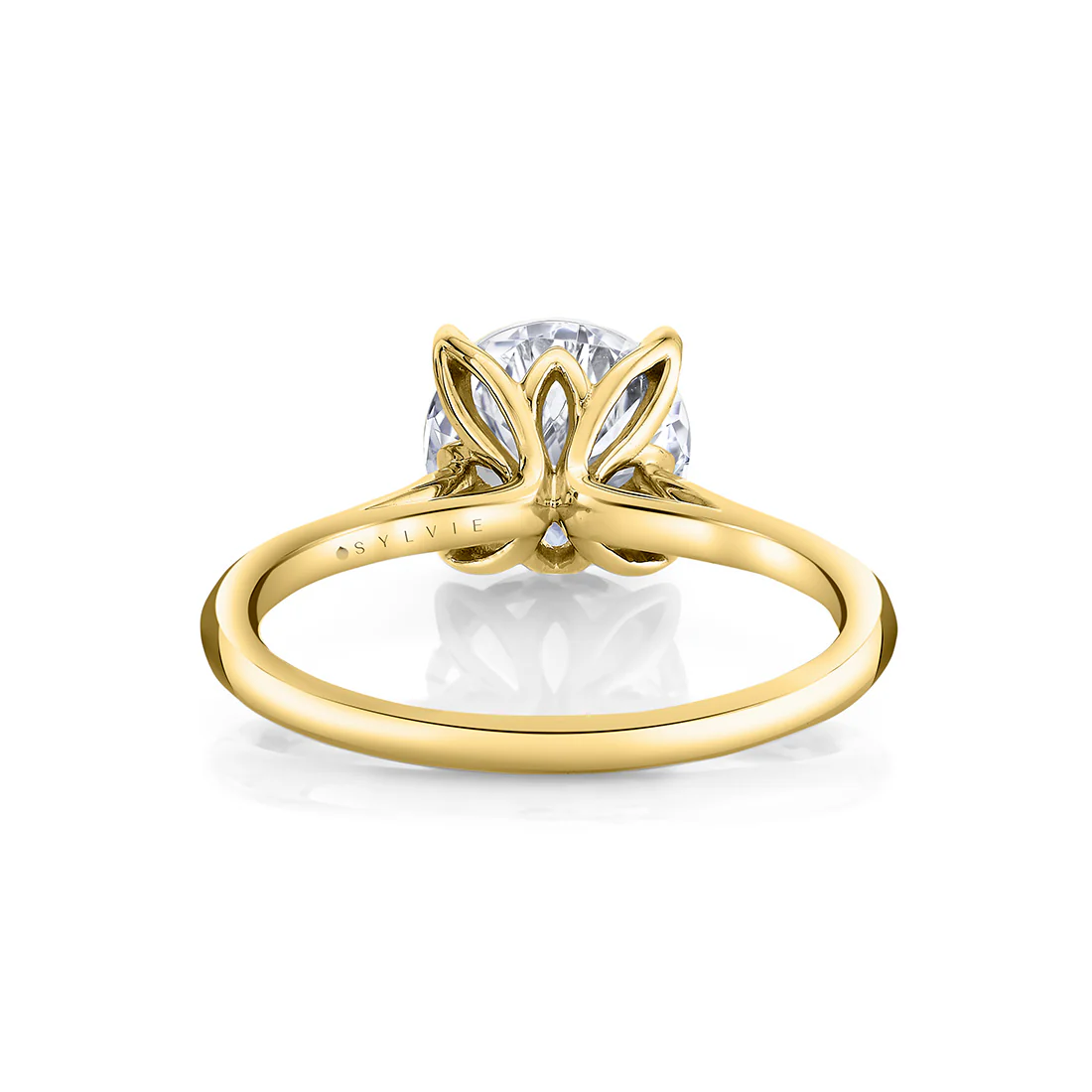 Tulira Solitaire Petal Prong Engagement Ring - Amber - Image 5