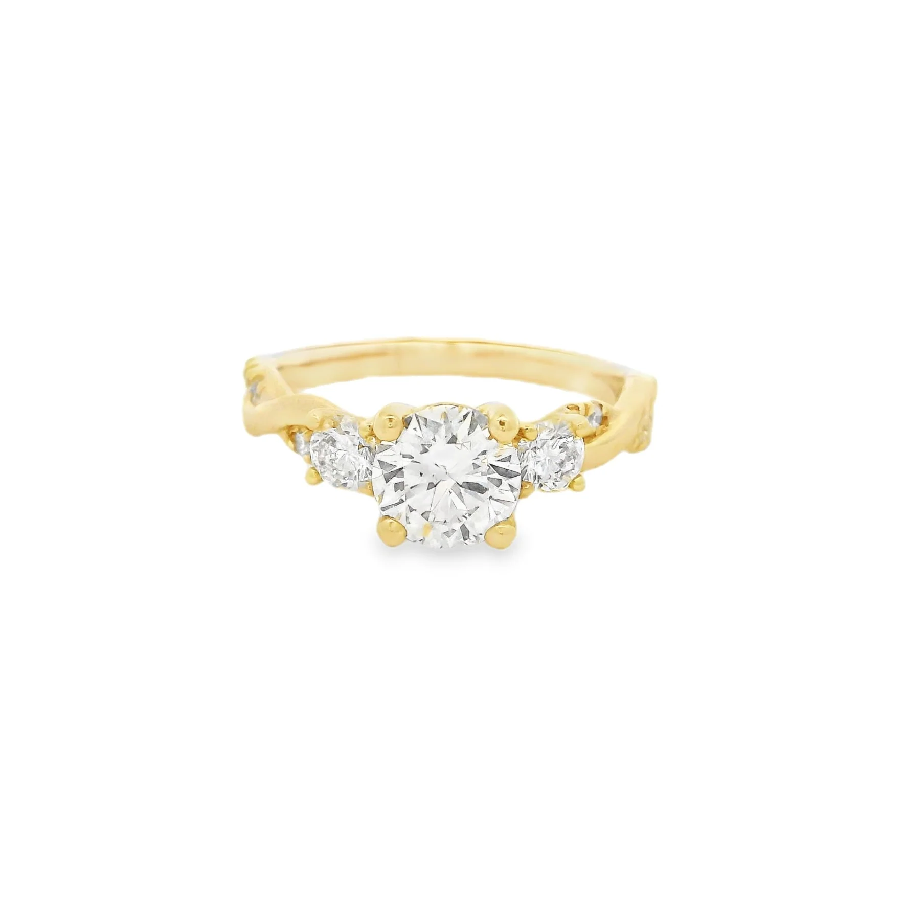 14Kt Yellow Semi Mount 1/2Ctw For 1Ctw Round Center - Image 2