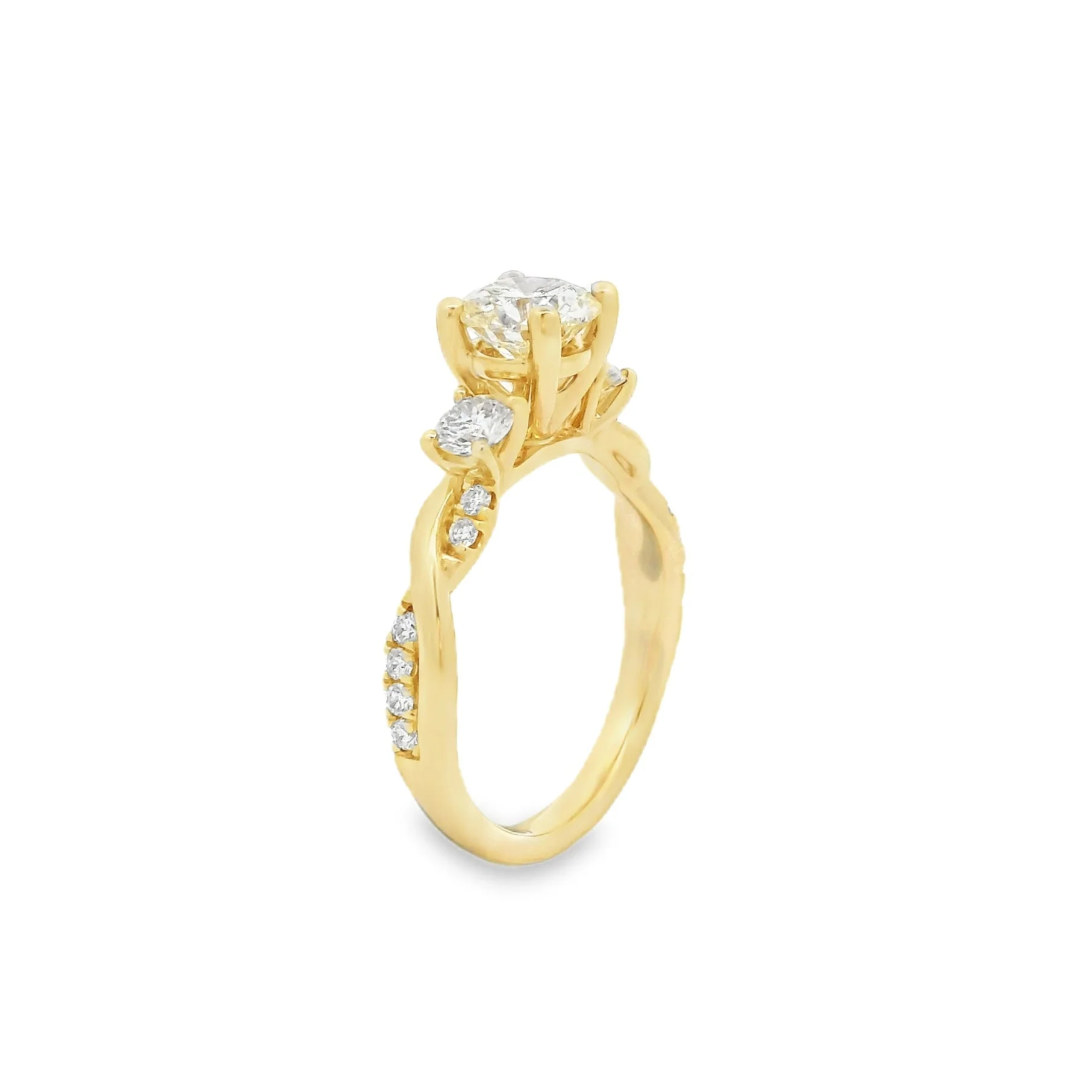 14Kt Yellow Semi Mount 1/2Ctw For 1Ctw Round Center - Image 3