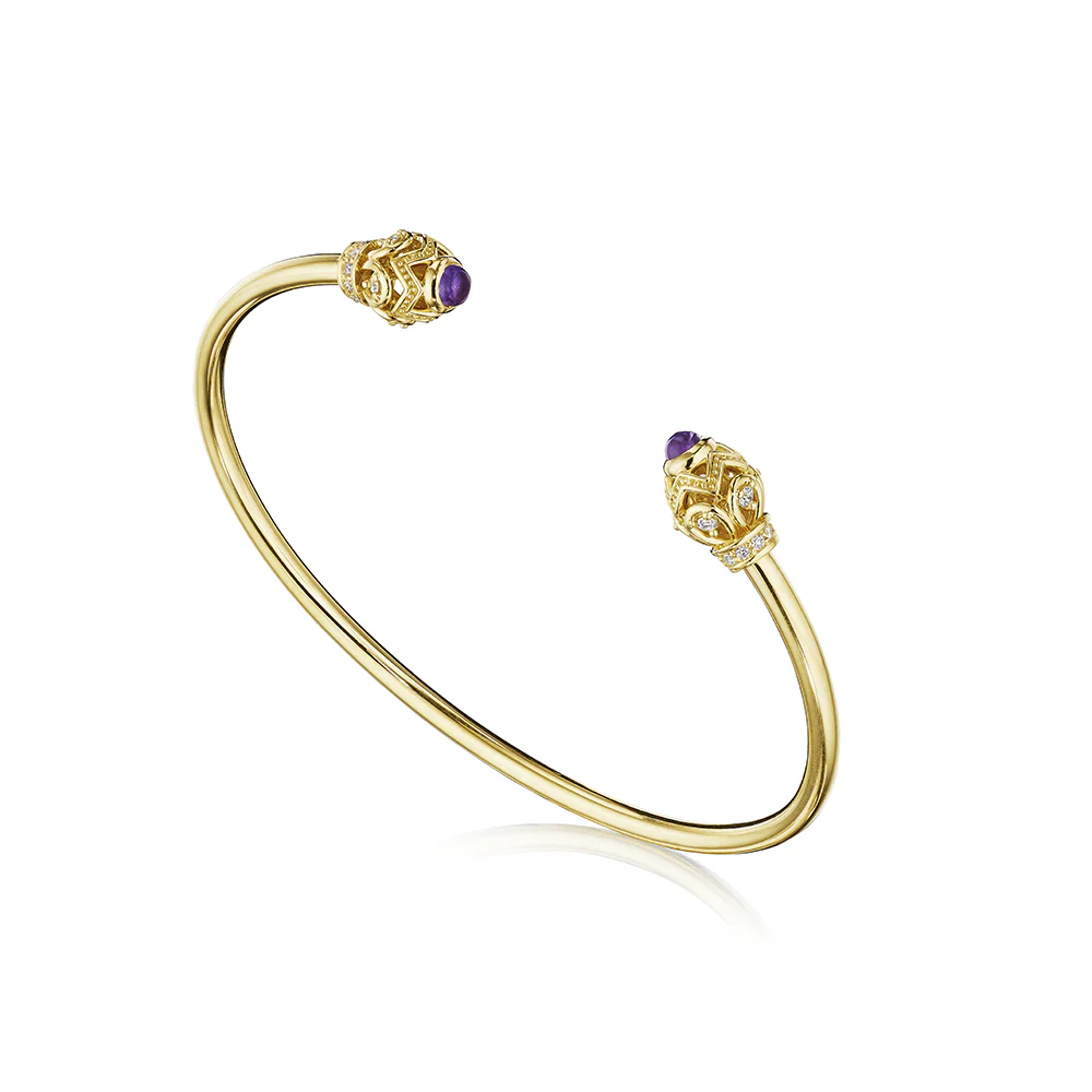 Verragio Bead Diamond & Rhodolite Toi Et Moi Bangle Bracelet (0.25CTW) - Image 2