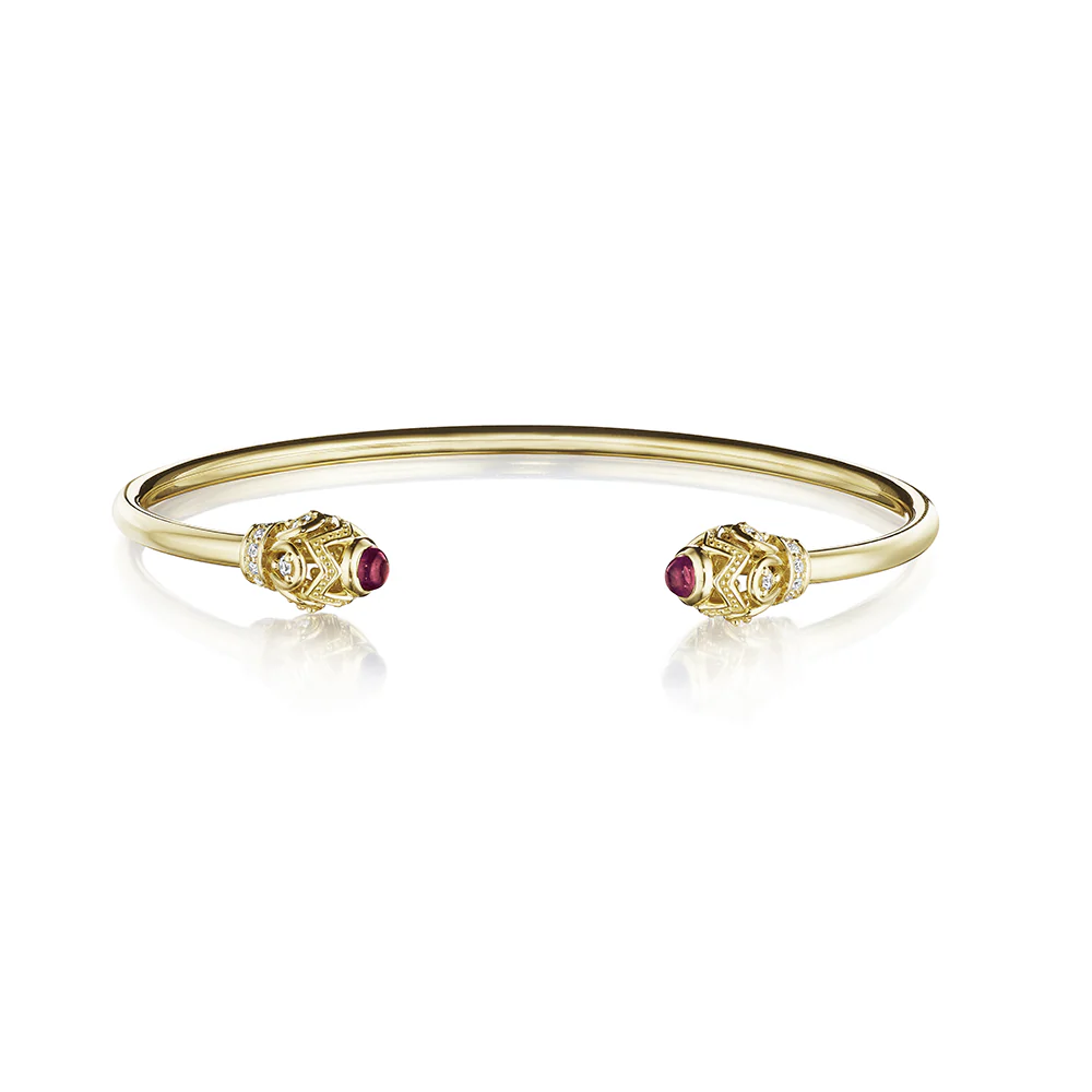 Verragio Bead Diamond & Rhodolite Toi Et Moi Bangle Bracelet (0.25CTW) - Image 3