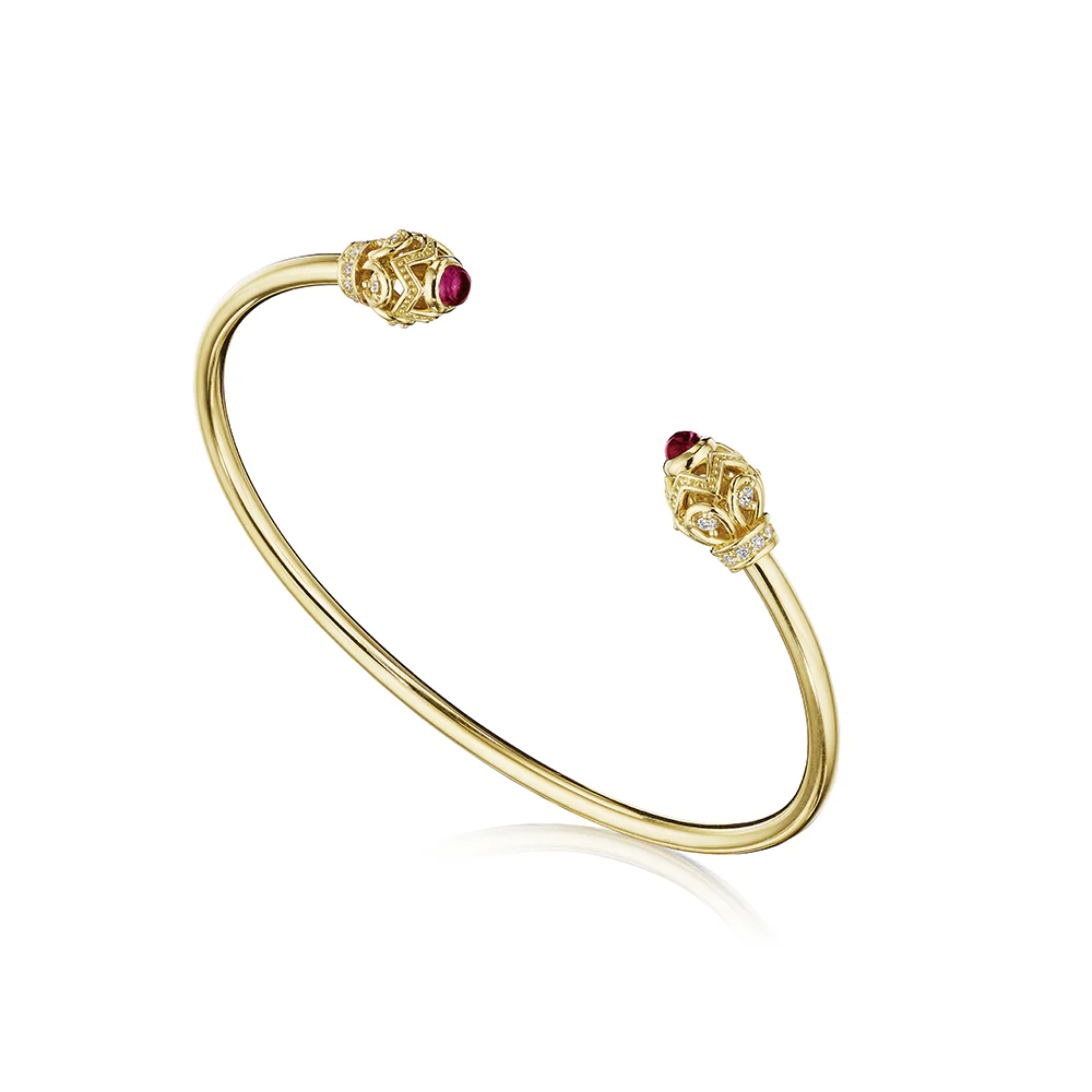 Verragio Bead Diamond & Rhodolite Toi Et Moi Bangle Bracelet (0.25CTW) - Image 4