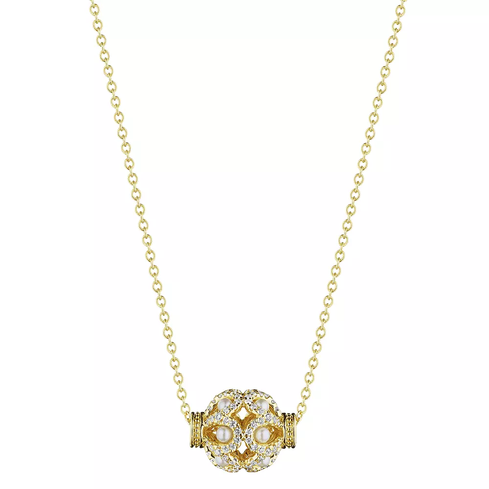 Verragio Reverie Bead Diamond & Pearl Pendant 18K Gold (0.35CTW) - Image 2