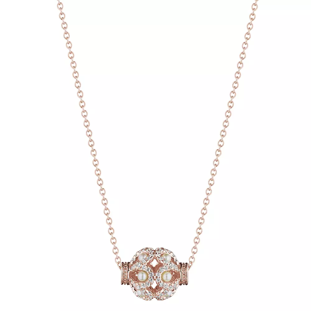Verragio Reverie Bead Diamond & Pearl Pendant 18K Gold (0.35CTW) - Image 3