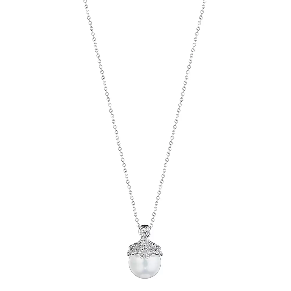Verragio Reverie Floret Diamond & Pearl Cap Pendant 18K Gold (0.20CTW) - Image 2