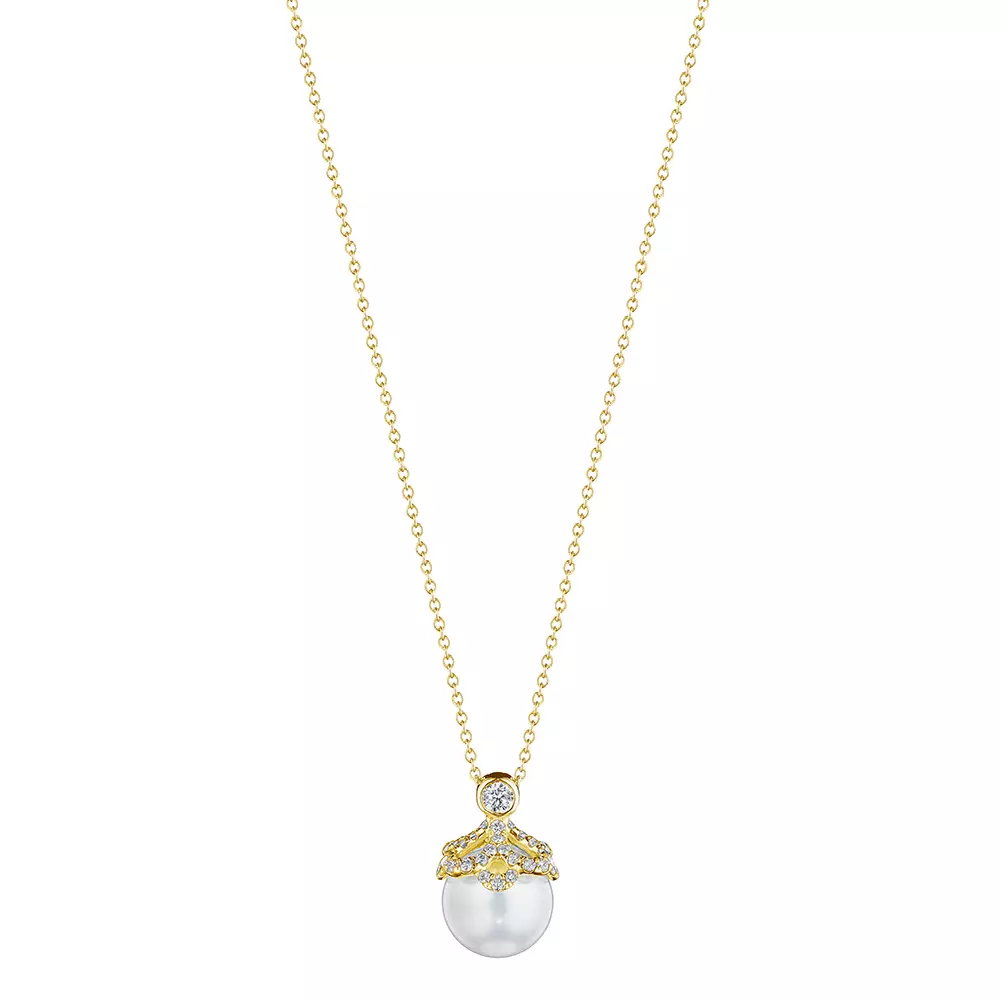 Verragio Reverie Floret Diamond & Pearl Cap Pendant 18K Gold (0.20CTW) - Image 4