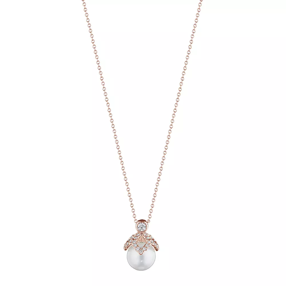 Verragio Reverie Petal Diamond & Pearl Cap Pendant 18K Gold (0.15CTW) - Image 4