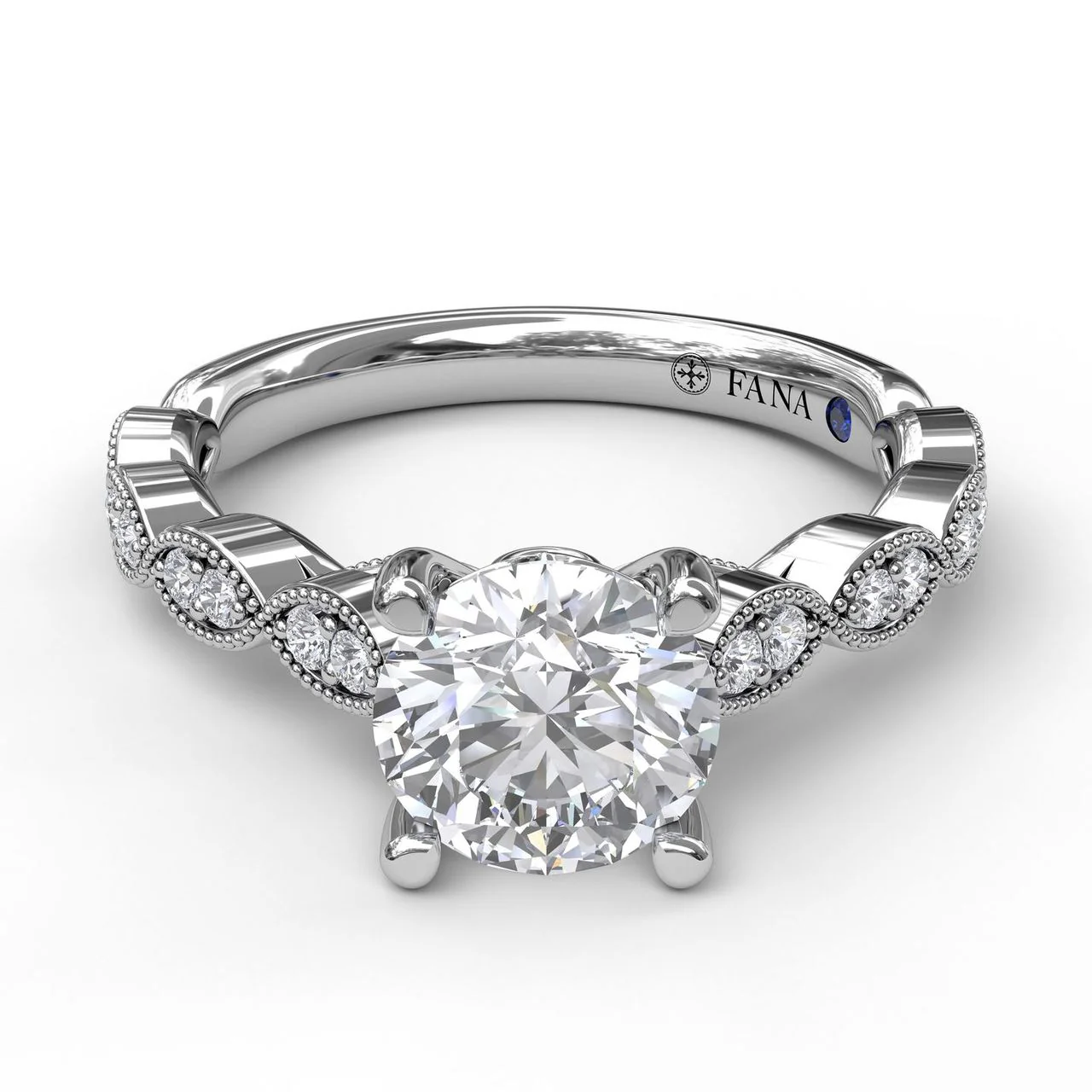 FANA Vintage Marquise Shaped Engagement Ring Setting - Image 3