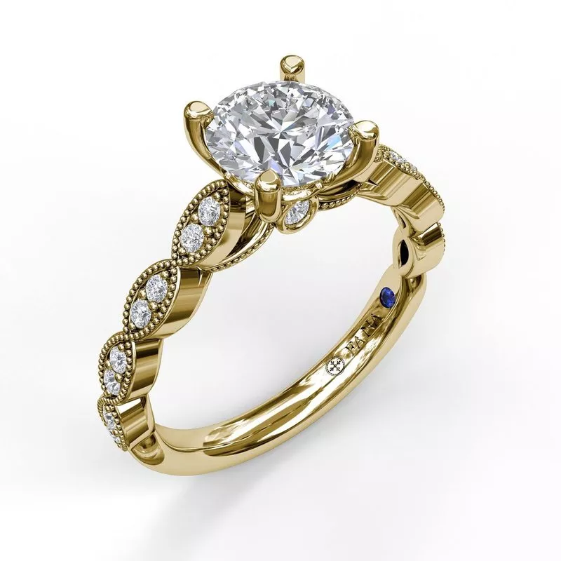 FANA Vintage Marquise Shaped Engagement Ring Setting - Image 4