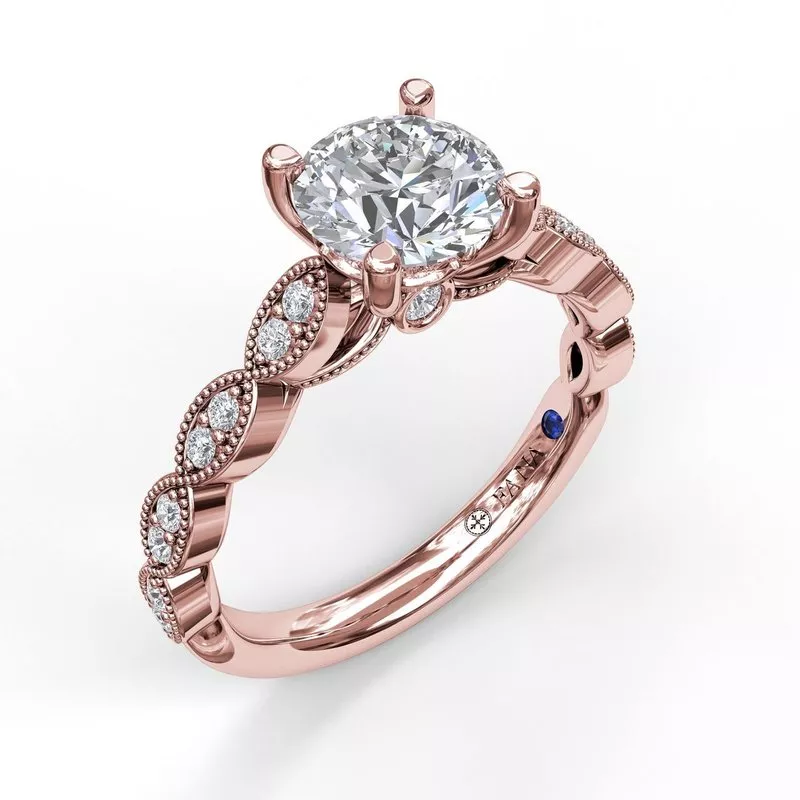 FANA Vintage Marquise Shaped Engagement Ring Setting - Image 5