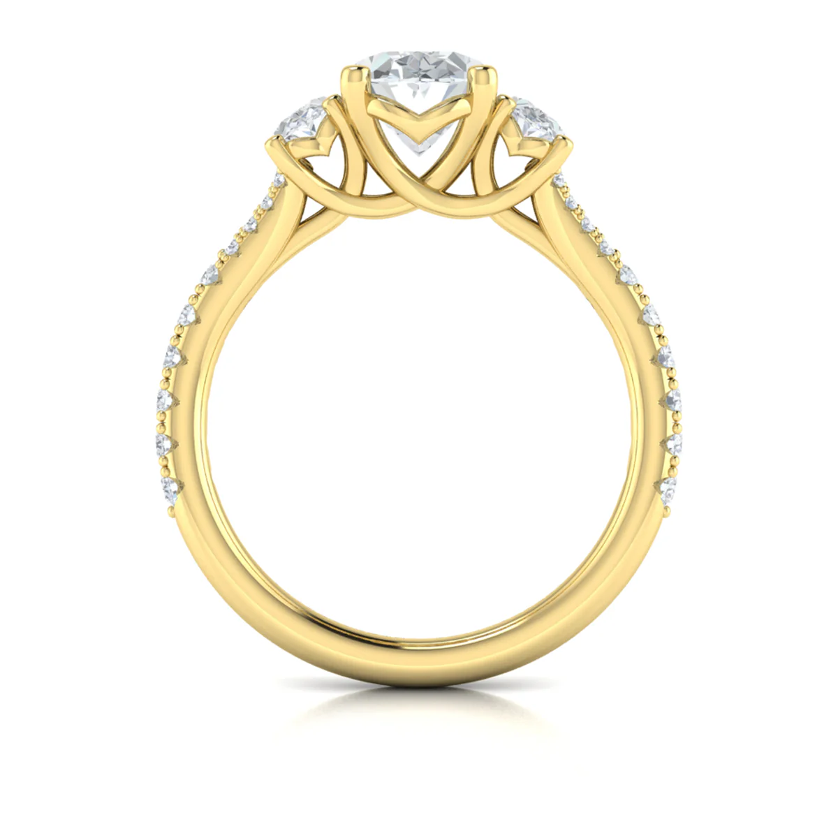 Vlora 3 Stone Engagement Ring Setting - Image 3