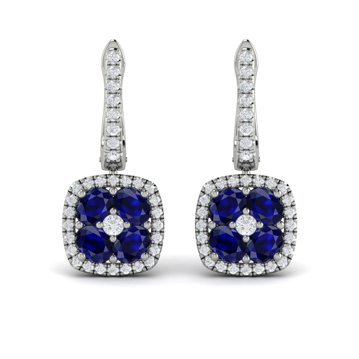 Vlora Adella Diamond & Sapphire Halo Drop Earrings in 14K Gold