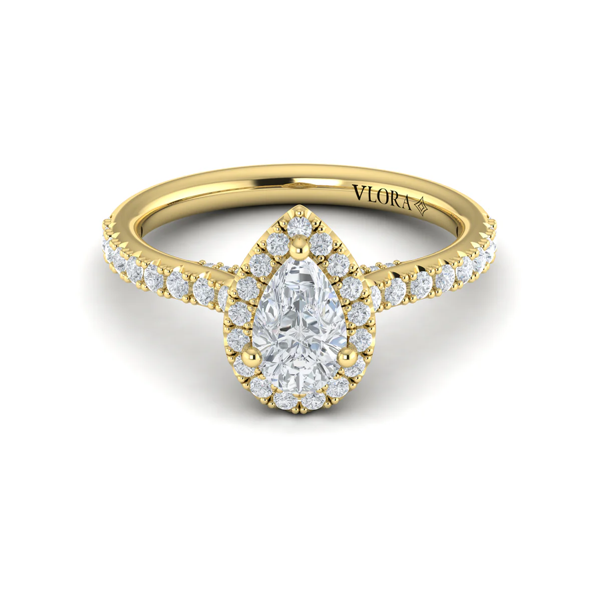 Vlora Pear Halo Engagement Ring Setting - Image 3