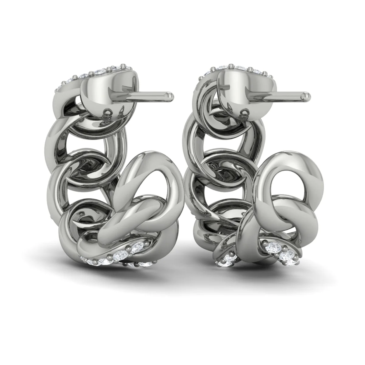 Vlora Reina 14K Alternating Diamond Link Hoop Earrings (0.7CTW) - Image 8