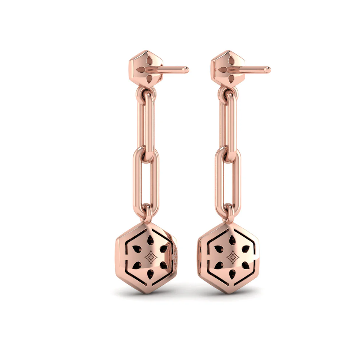 Vlora Serafina 14K Diamond Honeycomb Link Long Drop Statement Earrings (0.39CTW) - Image 2