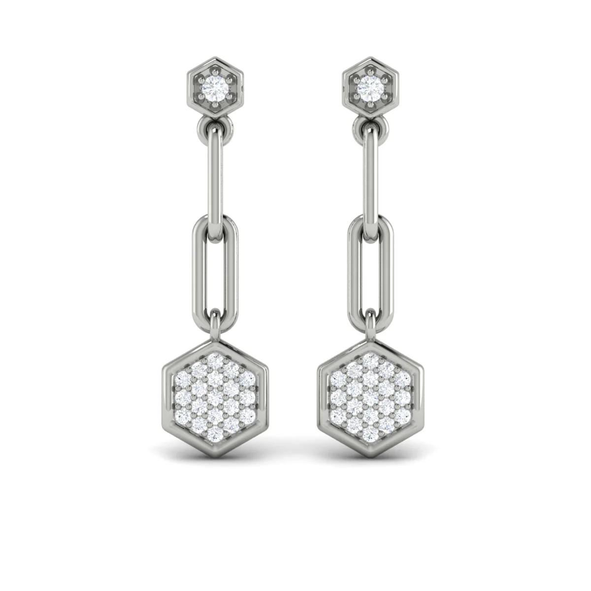 Vlora Serafina 14K Diamond Honeycomb Link Long Drop Statement Earrings (0.39CTW) - Image 4