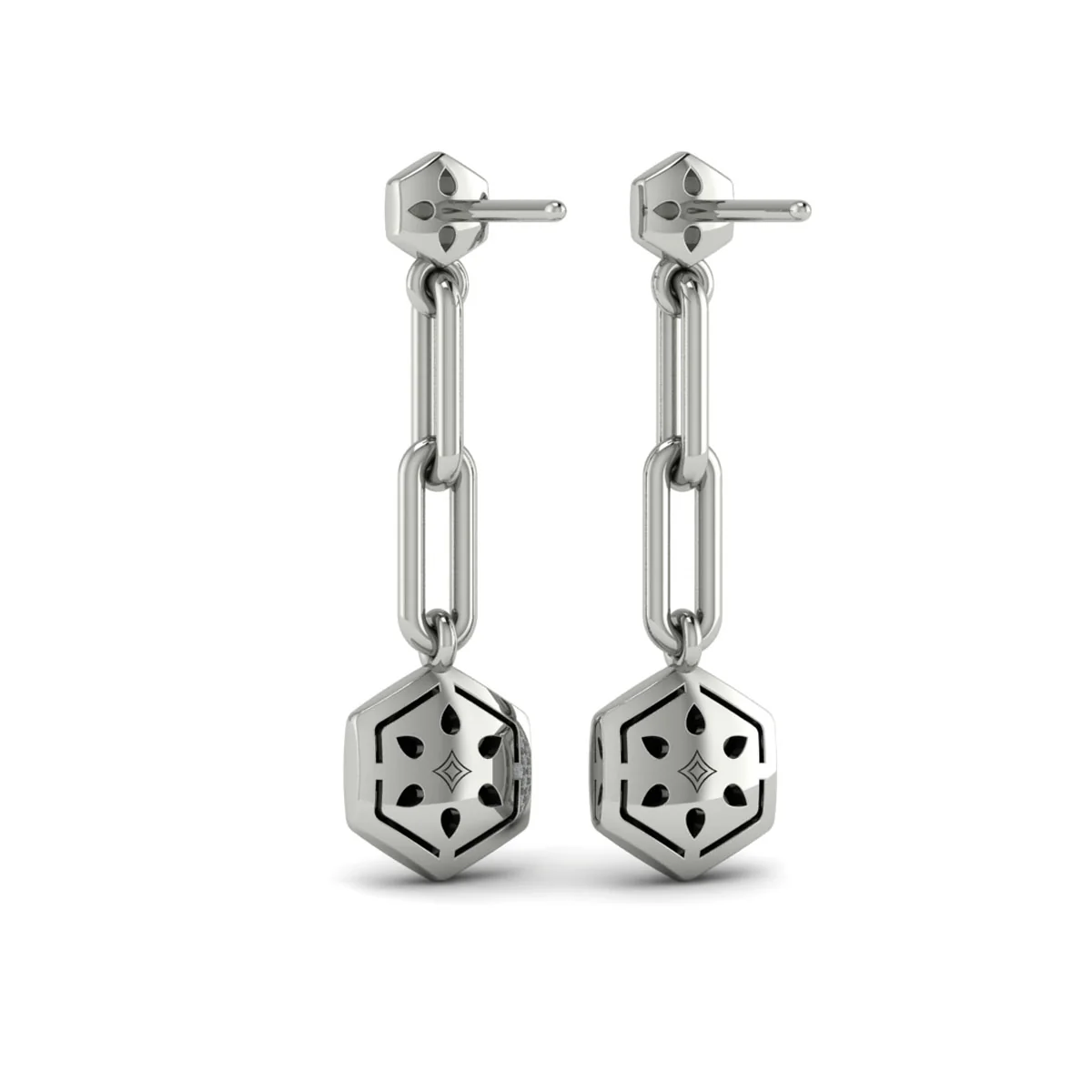 Vlora Serafina 14K Diamond Honeycomb Link Long Drop Statement Earrings (0.39CTW) - Image 5